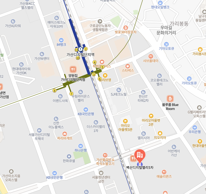 ㈜밀 본사 위치 지도 · 서울시 금천구 벚꽃로 244 벽산디지털밸리5차